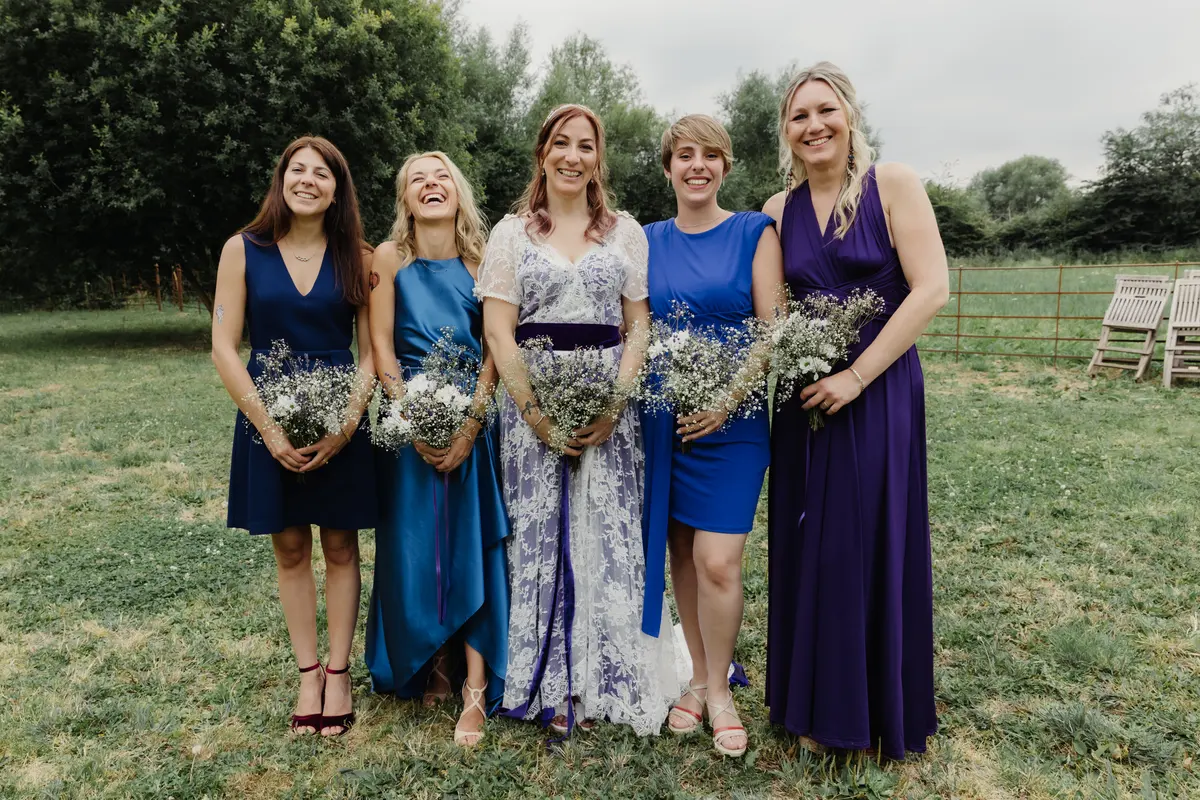 Bridal party at The Isis Farmhouse wedding venue Oxford