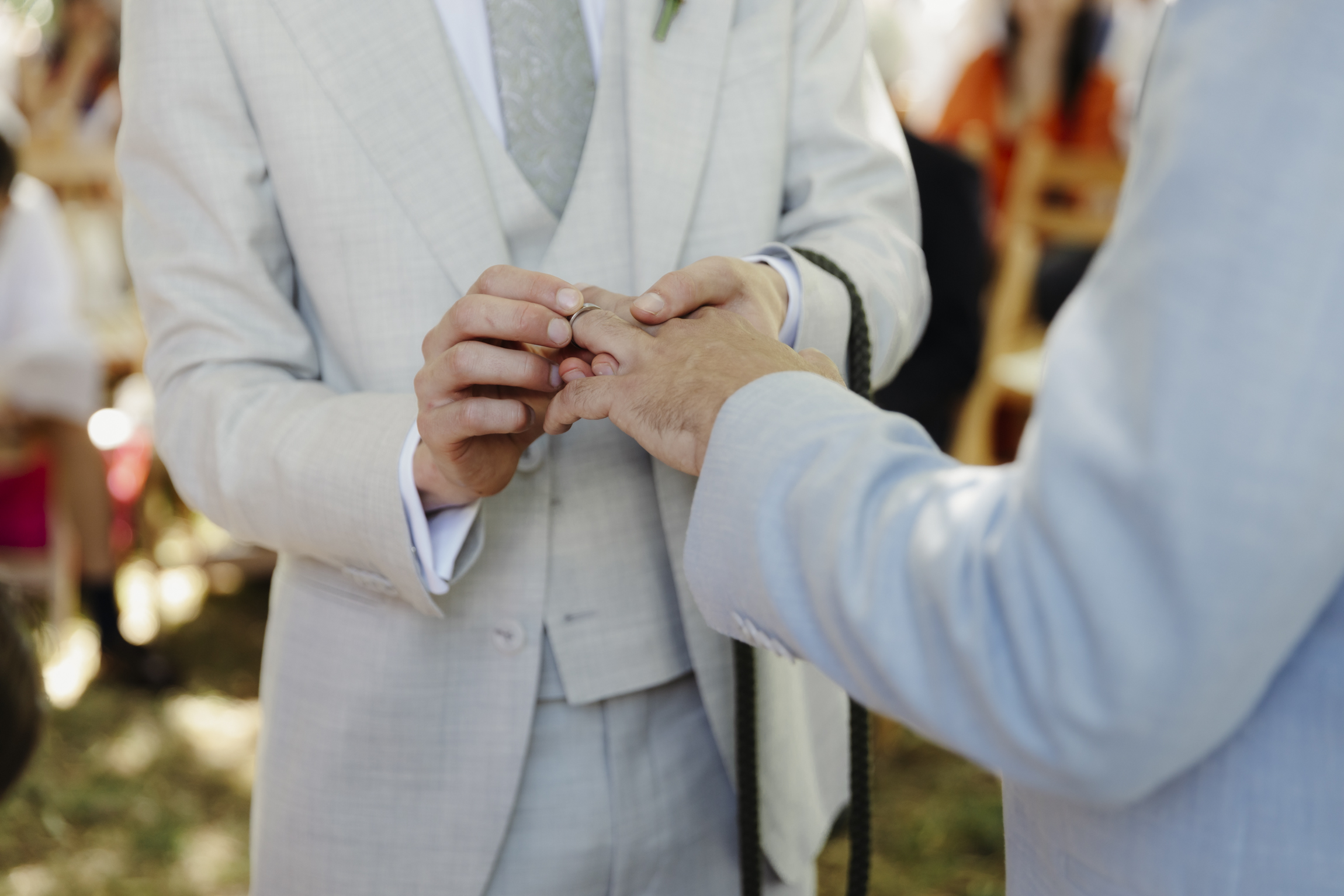 Wedding ceremony under willow tree at The Perch Oxford
