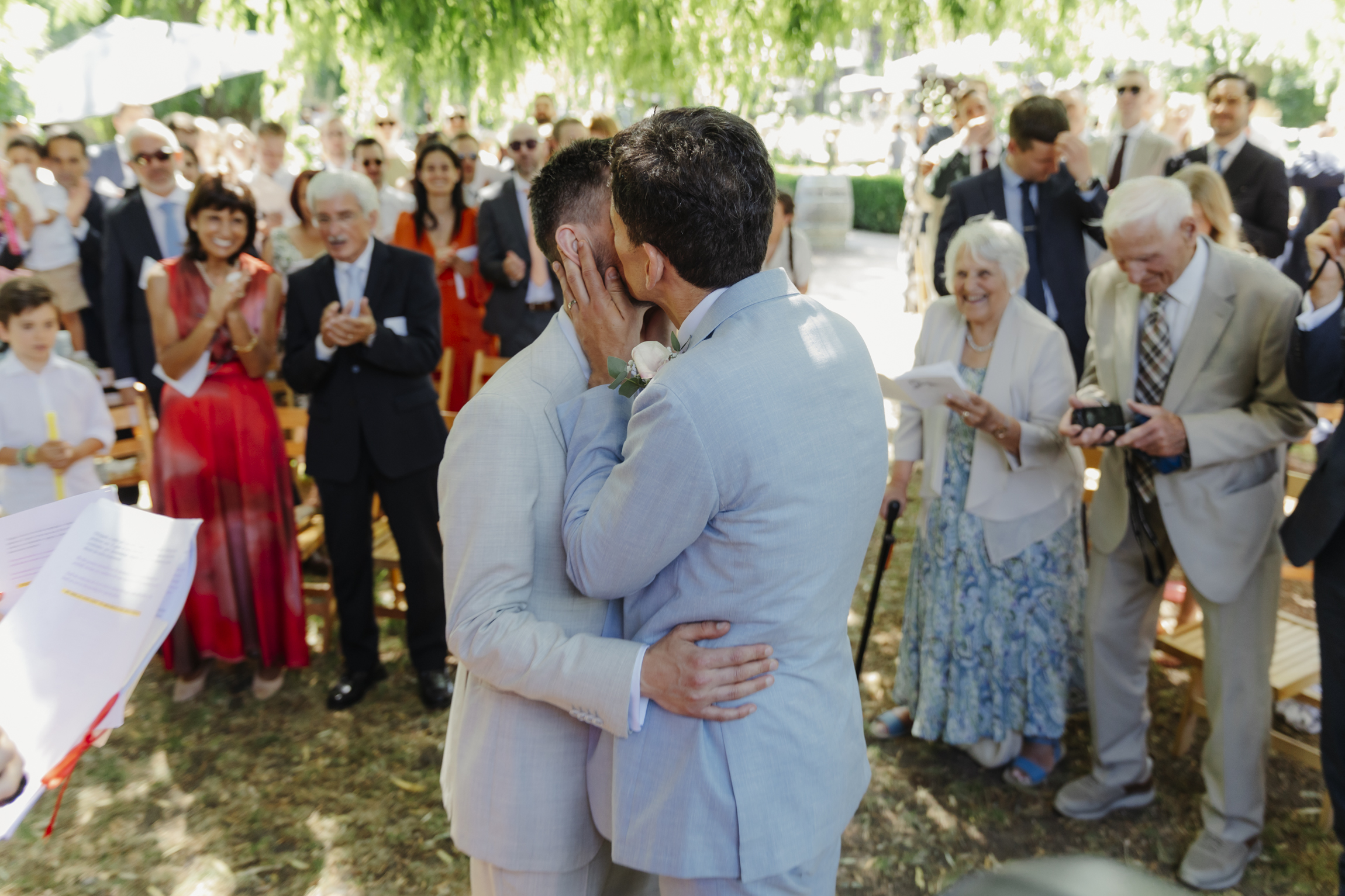 Married under willow tree at The Perch pub
