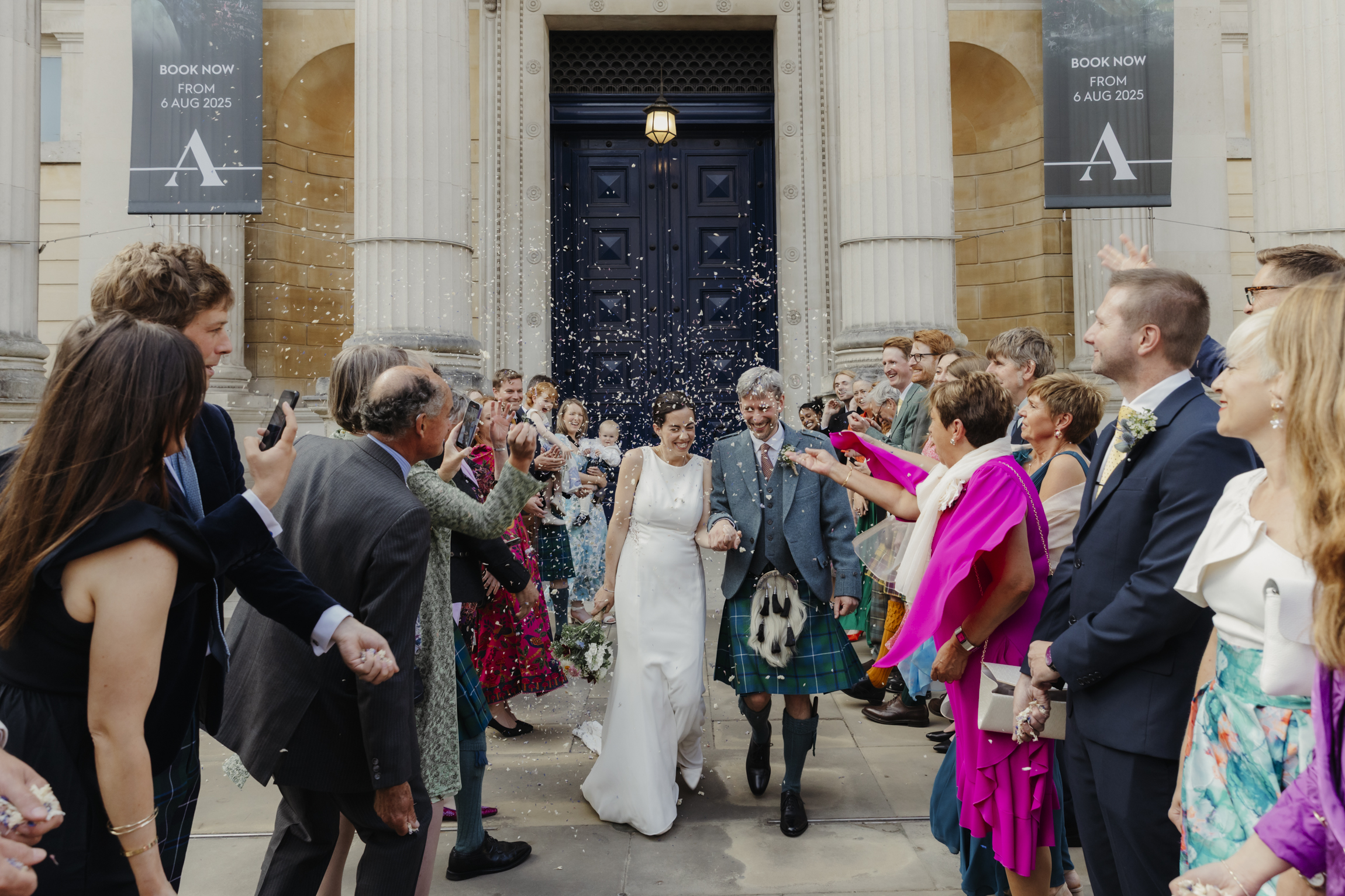 Wedding confetti at Ashmolean Museum Oxford