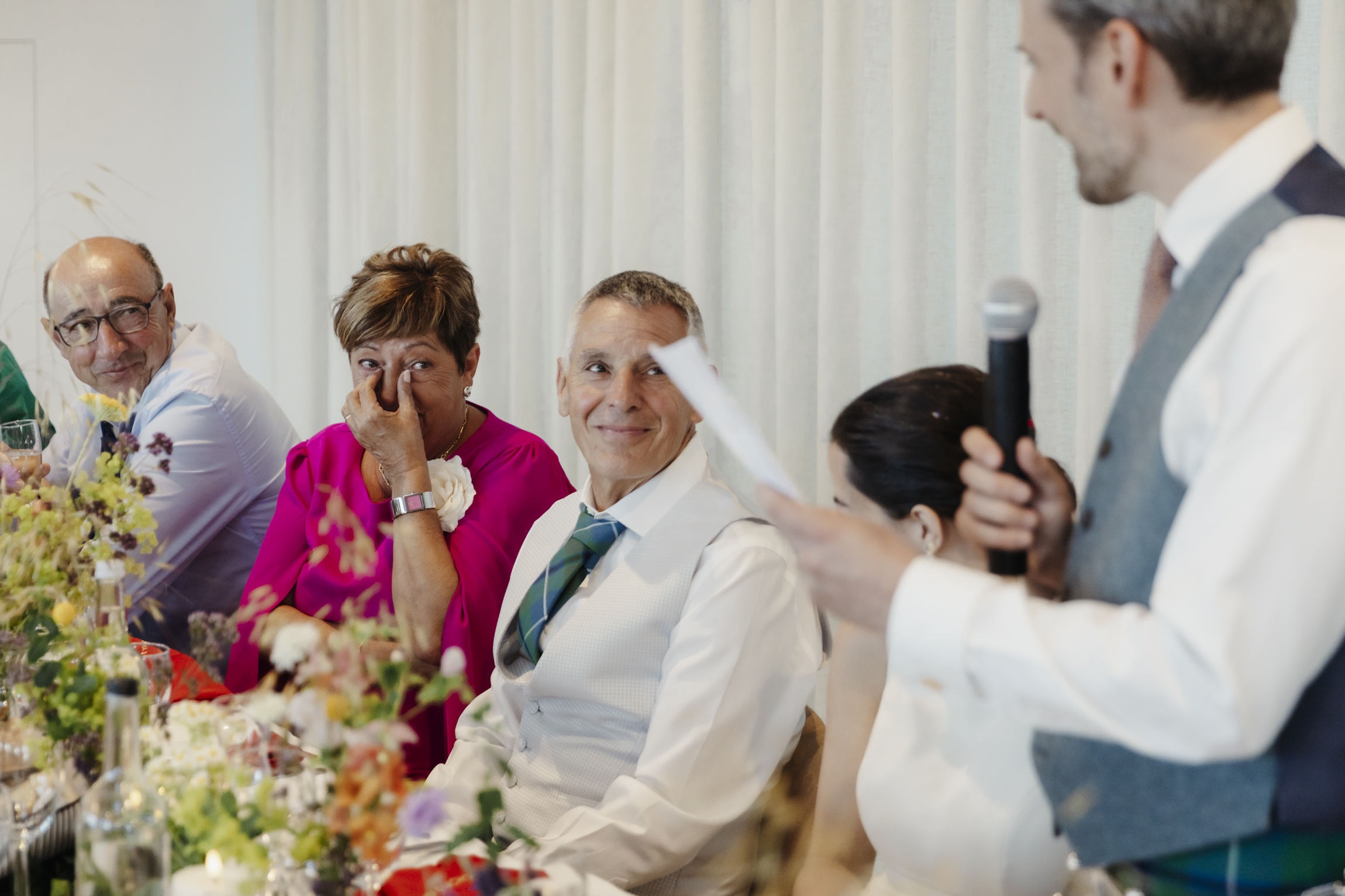 speeches on Ashmolean rooftop terrace overlooking Oxford city skyline
