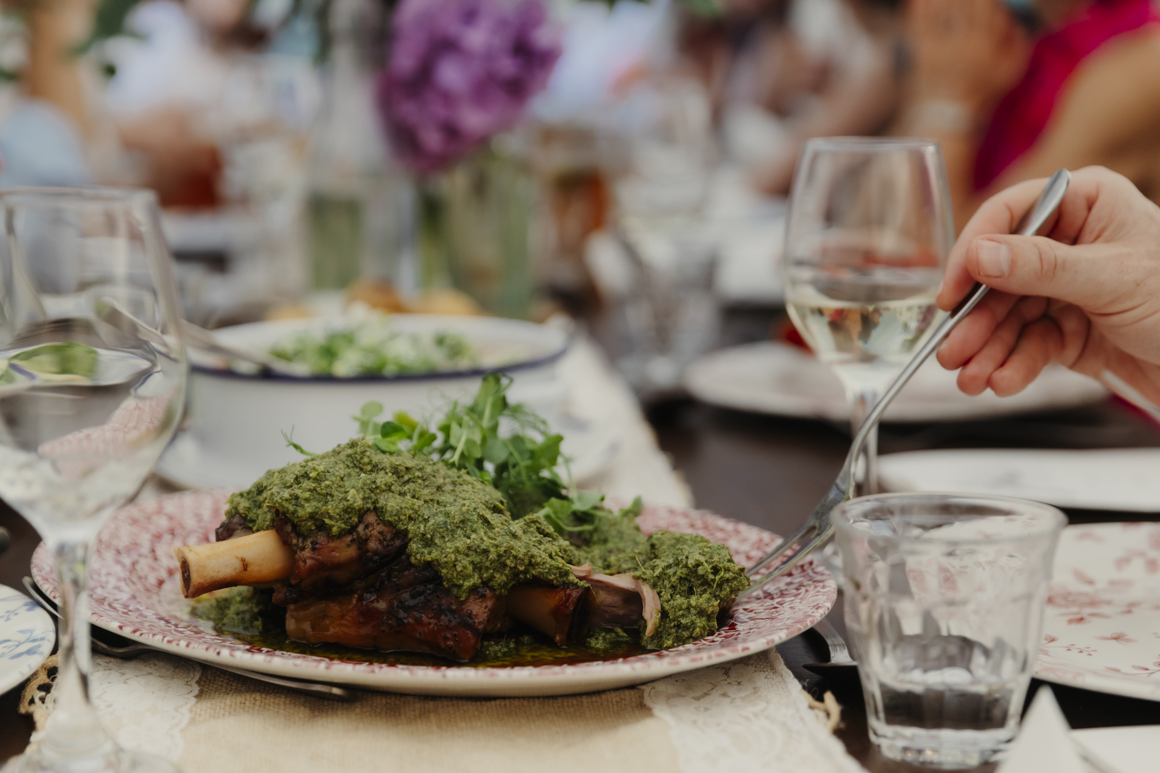 Country Feast wedding breakfast at The Perch wedding venue
